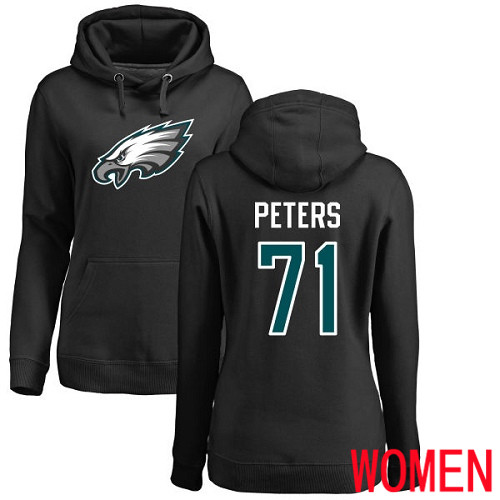 Women Philadelphia Eagles #71 Jason Peters Black Name and Number Logo NFL Pullover Hoodie Sweatshirts